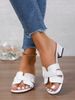 New Simple And Stylish Popular Foreign Trade Large Size 43 Square-toed Women's Slippers For Outdoor Wear, Solid Color_vogvips.com