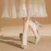 Women's Shoes Ointed-Toe High Heels With Bow Detail - Glitter Upper, Low Heel (1-3cm), Comfortable For Daily Wear, Sizes 34-40_vogvips.com