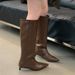 Autumn Winter New Pointed Toe Wide Long Over-the-Knee High Tube Cat Heel Riding Fashion Solid Color Women's Boots_vogvips.com