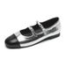 Silver Mary Jane Shoes Women's French Small Fragrant Style Word With Flat Single Shoes Large Size Women's Shoes_vogvips.com
