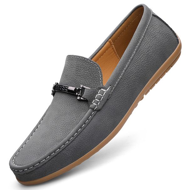 Leather Anti-velvet Leather Beanie Shoes Men's Casual Shoes Driver Shoes Large Size_vogvips.com