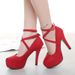 Foreign Trade European And American Style High Spring New Pointed Toe Shoes With Belt Buckle Chunky Heels Fashion_vogvips.com