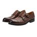Straight Hair Python Pattern Genuine Cowhide Double Buckle Handmade Mengke British Style Men's Monk Shoes_vogvips.com