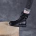Belt Buckle Versatile Mid-Calf For Women 2024 Autumn Winter New Martin Korean Fashion Genuine Leather Wrinkled Short_vogvips.com