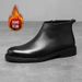 European Warm Series Wide Last Toe Side Chain Denim Style Trendy Men's Martin Boots Mid-Calf Warm Non-Slip Rubber Sole Single Cotton Shoes_vogvips.com