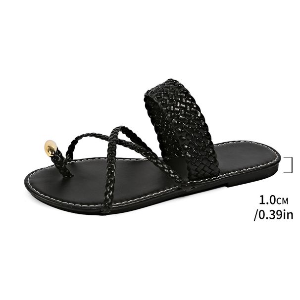 Women's Summer Flat Toe Slippers Fashion Lightweight PU Beach Sandals Simple Design For Casual Outdoor Wear_vogvips.com