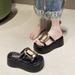 Fashionable Elegant French Style Thick-Soled Roman Sandals For Women, Trendy New Summer Outdoor Wedge Round-Toe Slippers_vogvips.com