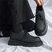 3187 New Carbon Black Round Toe Genuine Leather Thick Sole Height Increasing Derby Men's Casual Business Commuter Shoes_vogvips.com
