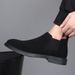Euro Step 2025 New Brogue Ankle Trendy British Leather Shoes Slip-On Versatile Korean Style Boots For Men_vogvips.com