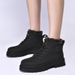 European Warm Series Yellow Autumn Men's Martin Cowhide High Top Winter Plush Lined Large Size Unisex Work Cotton Boots Couple_vogvips.com