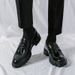 Men's New Blok Business Casual Leather Shoes, Comfortable And Breathable With Tassels, One On Set, Foot Loafers, Men's_vogvips.com