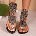 Women's Rhinestone Gladiator 2025 New Hollow Out Flower Toe Ring Flat Sandals Sparkly Crystal Back Zip Summer Beach Shoe_vogvips.com