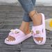 Thick Sole Flat Sandals For Women Summer Outdoor Wear, Cute Bow Metal Bear Beach Party Walk Home Fashion Best-selling Slippers_vogvips.com