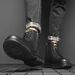 European Warm Series Winter Boots With Fleece Lining, Warm Martin High-top British Style Thick-soled Work Men's Snow Boots, Cotton Shoes_vogvips.com