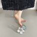Fashion Transparent Crystal Shoes New Jelly Shoes Hollow Single Shoes Women's Casual Sequins Flower Square Head Sandals_vogvips.com