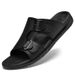 Summer Mens Leather Slippers Men Adjustable Slides Casual Sandals Brown Black Comfortable_vogvips.com