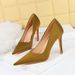 1983-2 Korean Style Spring And Autumn Fashion Simple Satin Stiletto Shallow Pointed Toe Women's Party High Heels Single_vogvips.com