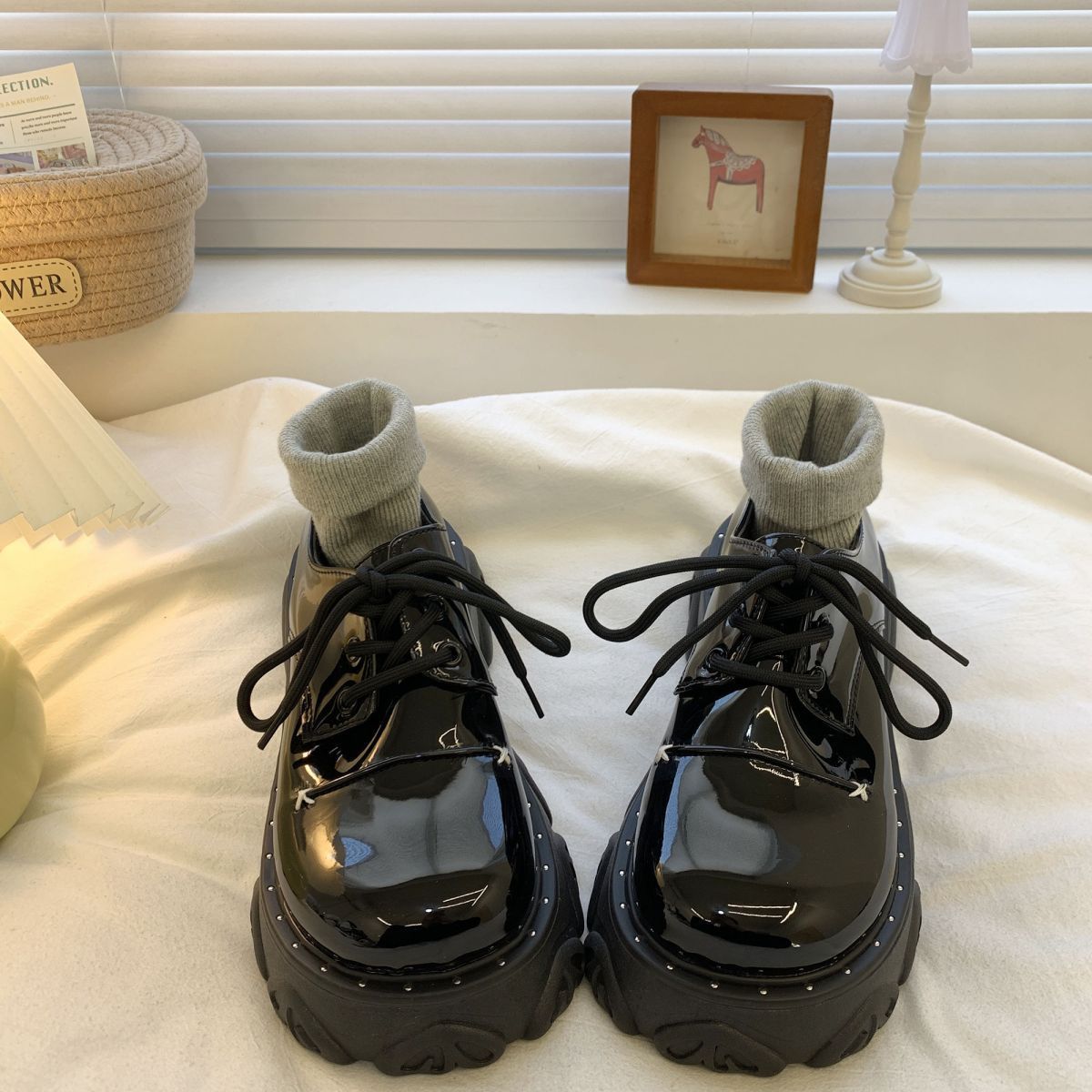 Height Increasing Thick Soled Big Toe Spring 2025, New Lace Up British Style Versatile Black Small Leather Shoes For_vogvips.com