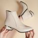 Women's Chunky Low Heeled Ankle Boots, Pointed Toe Stitching Side Zipper Boots, Casual All-Match Short Boots_vogvips.com