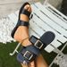 European And American Foreign Trade Large Size Buckle Flat Slide For Women Cross-Border Retro Lightweight Beach Sandals_vogvips.com