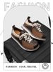 Vintage Color Block Derby Shoes Platform Thick Sole Height Increasing Casual Sneakers Unisex Premium Maillard Style Fashion_vogvips.com