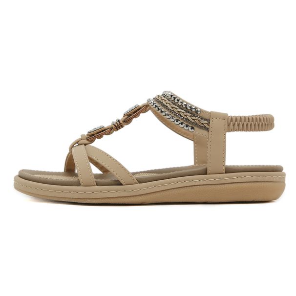 923-6 Spring Summer 2025 New Lightweight Comfortable Flat Rhinestone For Women Daily Beach Large Size Sandals_vogvips.com