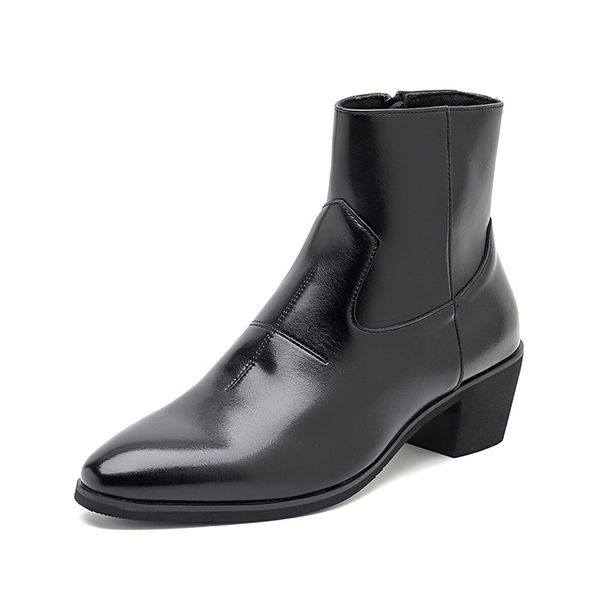 Business Leisure Work Commuter Men's Shoes High Heel Heightening Pointed Martin Boots Niche Design Martin Boots_vogvips.com