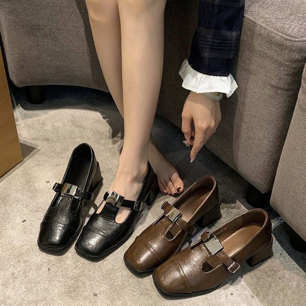 Shallow Mouth Single Shoe Women's Middle Autumn And Winter New Versatile French High Heels Fashion Thick Heel Mary Jane_vogvips.com