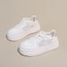 Lightweight Mesh White Sneakers For Women, Low-top Lace-up Design With Thick Cushioned Sole, Breathable Textile Lining, Spring Summer Autumn Casual_vogvips.com