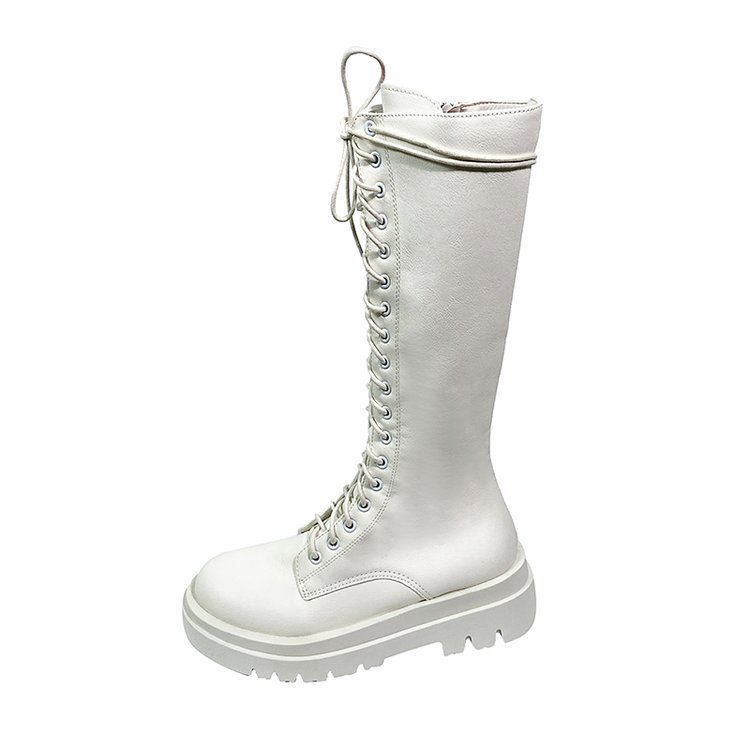 Over-the-Knee For Women, Autumn And Winter New Korean Style, Lace-Up Thick Sole Chunky Heel Martin Boots, Size 43, High_vogvips.com
