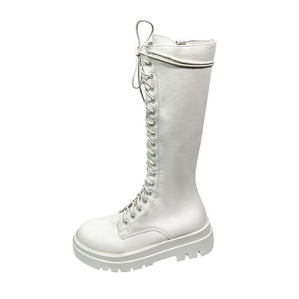 Over-the-Knee For Women, Autumn And Winter New Korean Style, Lace-Up Thick Sole Chunky Heel Martin Boots, Size 43, High_vogvips.com