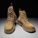 Autumn And Winter Leather Martin Boots Men's High-top British Retro Tooling Boots Thick-soled Heightening Matte Leather Short Boots Rhubarb Boots_vogvips.com