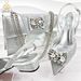 Women's shoe bag set gold pointed low heel rhinestone metal buckle decoration suitable for banquets and everyday_vogvips.com