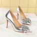 Pointed High Heels Stiletto Bow Shallow Mouth Burst Pattern High Heel Single Shoes Women_vogvips.com