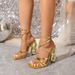 The Latest Internet Celebrity Of 2024 Golden 8-line Shaped Fashion Strap High Heel Sandals Elegant Sexy Women's Shoes_vogvips.com