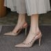 French-style Rivet High-heeled Shoes 2025 Spring/autumn Trendy Pointed-toe Patent Leather Nude Sandals, Feminine_vogvips.com
