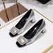 5299-K32 Korean Version Light Luxury Women's Shoes, Thick Mid Heel, Shallow Mouth Burst Pattern Splicing, Square Head_vogvips.com