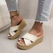 Roman Style Woven Cross Sandals, Perfect For Summer, Featuring A Gentle, Fairy Like Bohemian Style, Ideal For A Beach Vacation._vogvips.com