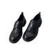 Cowhide Version~5cm Cushioned Magic Tape Women's Versatile Soft Thick-Soled Loafers British Style Small Leather Single_vogvips.com