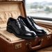 Men’s Black Wrinkled Leather Derby Dress Shoes, Lace Up Formal Business Wedding Oxford Footwear_vogvips.com
