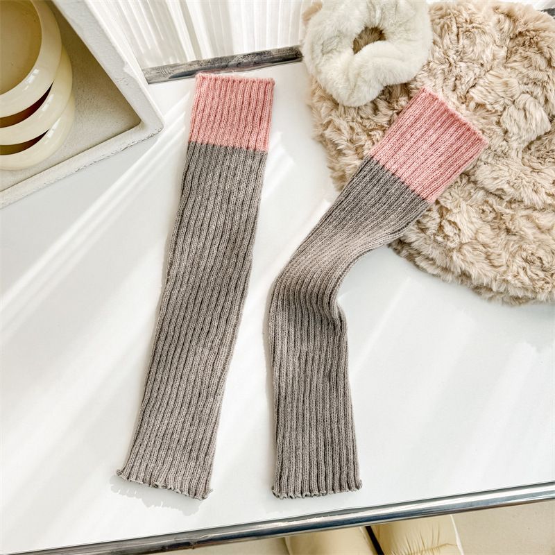 Unisex Knit Leg Warmers With Color Block Design, High-Quality Wool Blend For Year-Round Comfort, Fashionable And Versatile For Casual & Outdoor Wear_vogvips.com