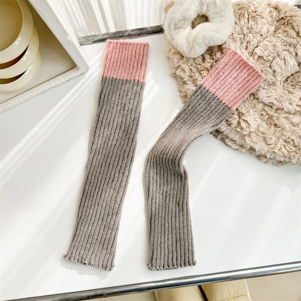Unisex Knit Leg Warmers With Color Block Design, High-Quality Wool Blend For Year-Round Comfort, Fashionable And Versatile For Casual & Outdoor Wear_vogvips.com