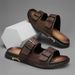 Men Slippers Sneaker Leather Men's Sneakers Summer Beach Shoes For Male Large Size Black Casual Sandals_vogvips.com
