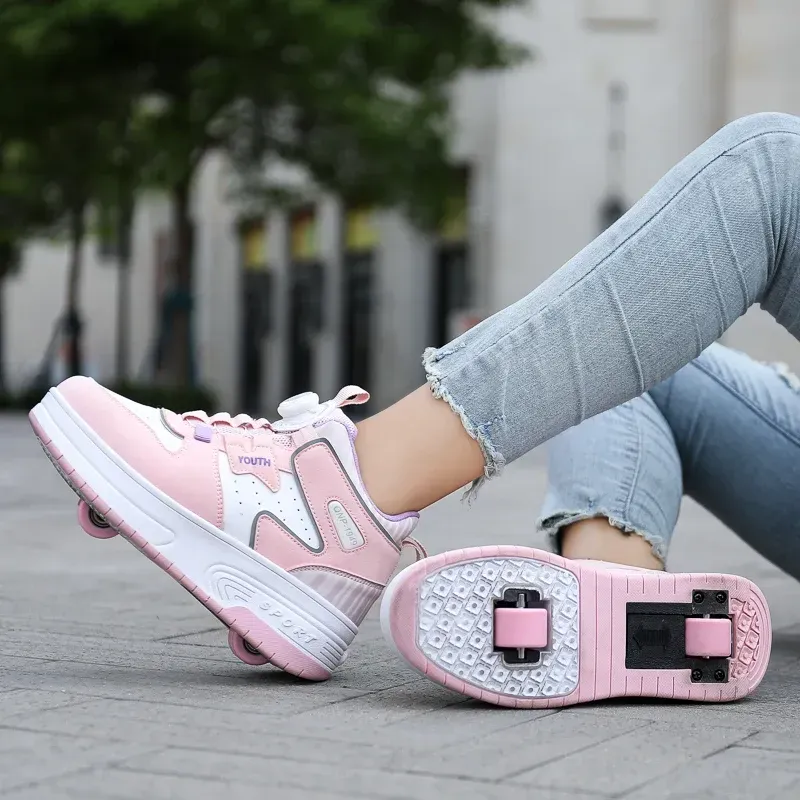 NEW Children Junior Roller Skate Kids Sneakers With Two 2024 Girls Wheels Adult Casual Boys Shoes_vogvips.com