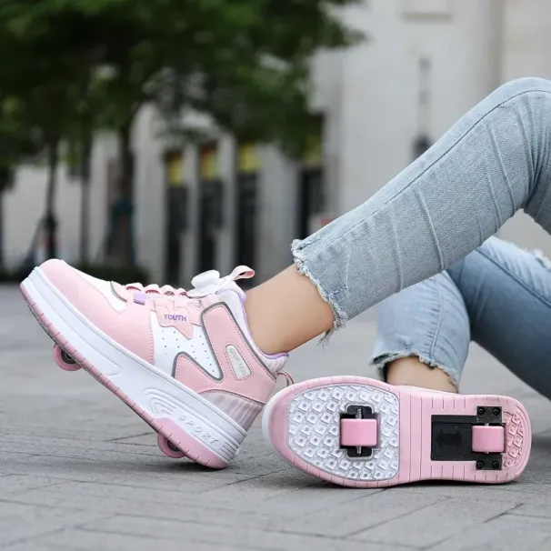 NEW Children Junior Roller Skate Kids Sneakers With Two 2024 Girls Wheels Adult Casual Boys Shoes_vogvips.com