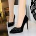 3255-H67 European And American Style Banquet Heels Stiletto Waterproof Platform Shallow Pointed Toe Velvet Flower Ultra_vogvips.com