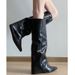 Stacked Shaft Knight Boots - 7CM Chunky Heel Pointed Toe Boots For Women | Retro British Style | Side-Zip Ankle Boots | Winter-Ready Fleece Lining_vogvips.com