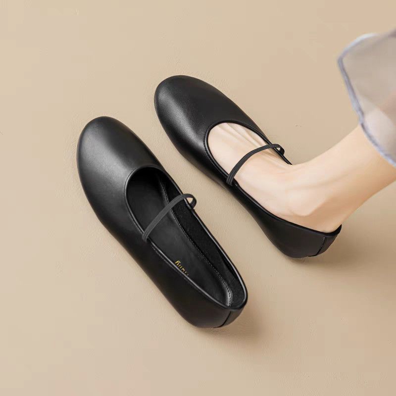 Ballet Flats 2025 New Soft Leather French Style Mary Jane Large Size Women's Shoes_vogvips.com
