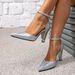 Silver High Fashion Sparkly Lace Up Women S Shoes With Special Shaped Heels_vogvips.com