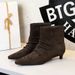 2887-1 French Retro Pointed Toe Versatile Slim Stylish Single Fashion Ruched Stacked Boots, Women's Short Boots_vogvips.com